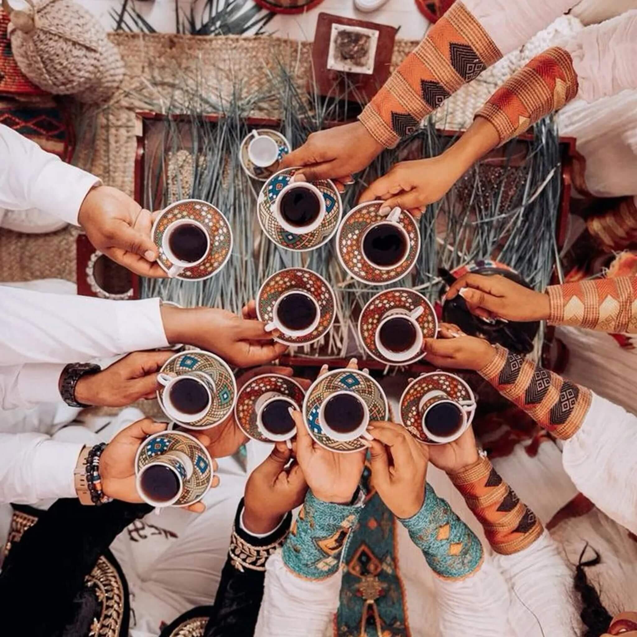 Traditional Ethiopian coffee ceremony - the cultural heart of the origin story.